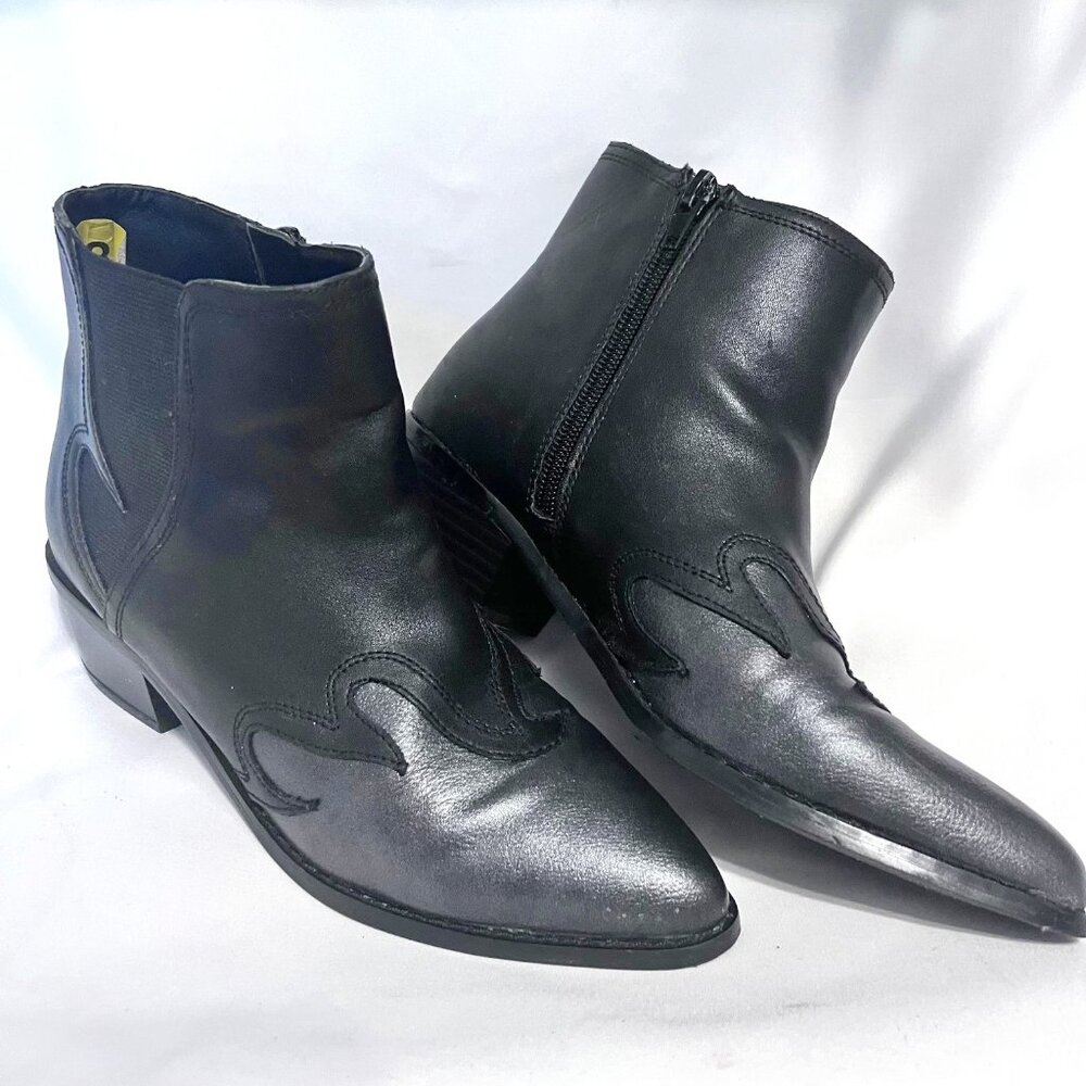 BCBG Girls-Girls Sz. 3M Black/Metallic Ankle Western/Cowgirl Boots-Leather-Fire